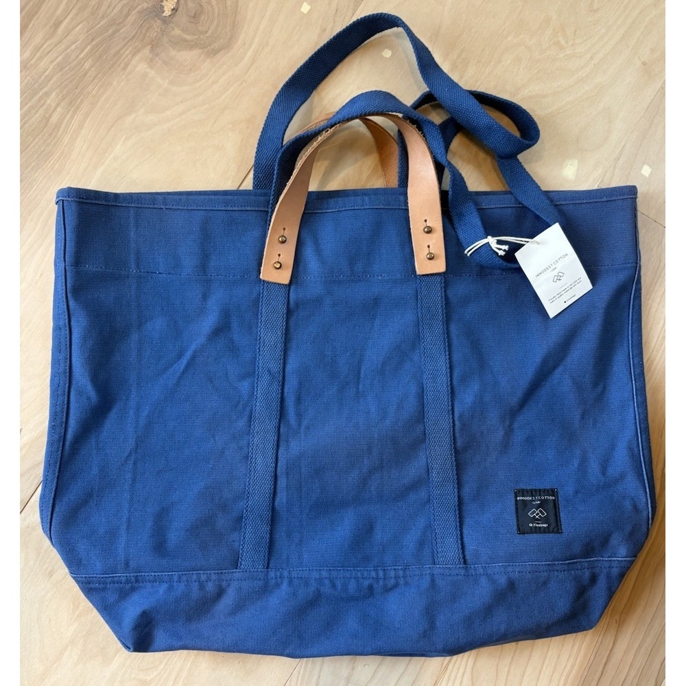 Immodest Cotton Large East West Tote Blue Canvas Fleabag Leather Handles India